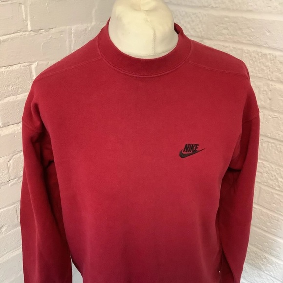 Vintage Nike Sweatshirt - Size L - Dark Red - Cotton - P2P 23โ - Picture 2 of 7